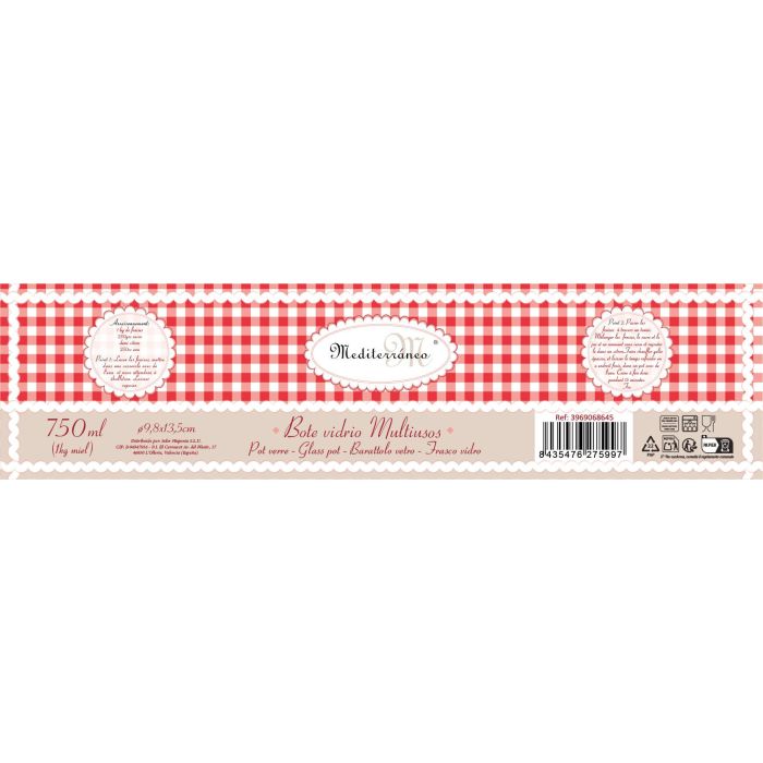 Tarro de vidrio con tapa para miel 750 ml (1 kg) - Inde (12 Unidades) 1