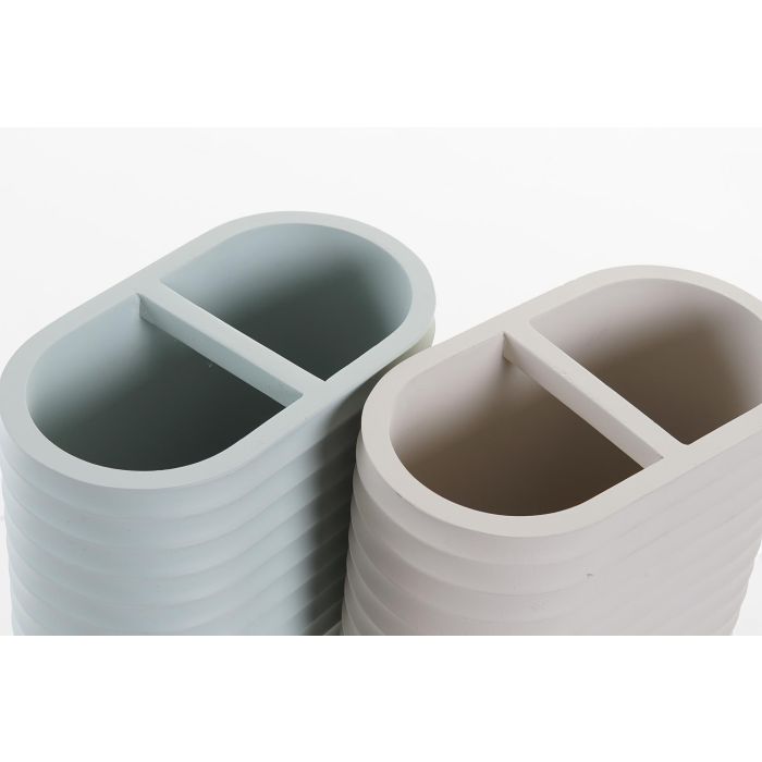 DKD Home Decor Vaso Scandi de Resina Beige Verde, Juego de 4 Vasos, 7x11x13 cm, 1 kg, Apto para Lavavajillas 2 DKD Home Decor Vaso Scandi de Resina Beige Verde, Juego de 4 Vasos, 7x11x13 cm, 1 kg, Apto para Lavavajillas 2