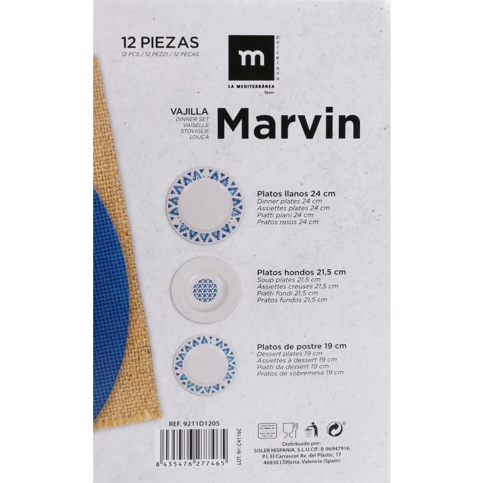 Vajilla Redonda Marvin 12 Piezas - La Mediterranea (2 Unidades) 5 Vajilla Redonda Marvin 12 Piezas - La Mediterranea (2 Unidades) 5