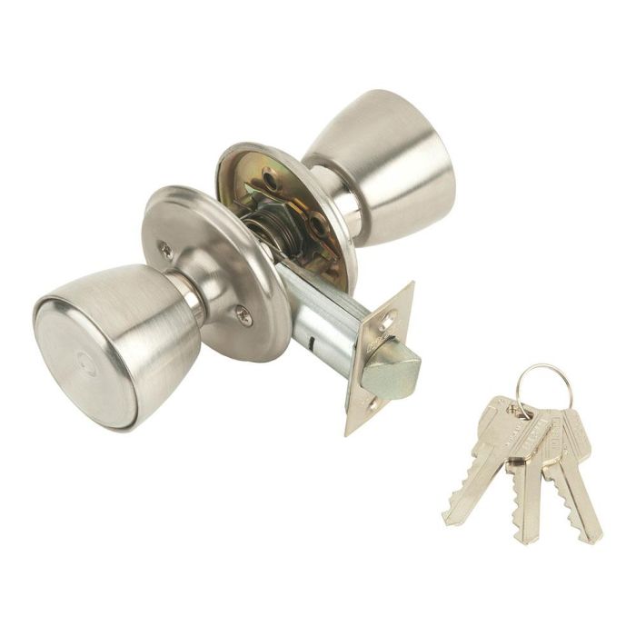 MCM Cerradura con pomo para puerta de entrada 508-4-4-70, acabado inoxidable, entrada 70 mm MCM Cerradura con pomo para puerta de entrada 508-4-4-70, acabado inoxidable, entrada 70 mm