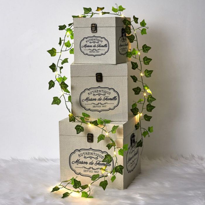 Home Deco Factory Juego De 3 Cajas Cuadradas Deco Romantico 1