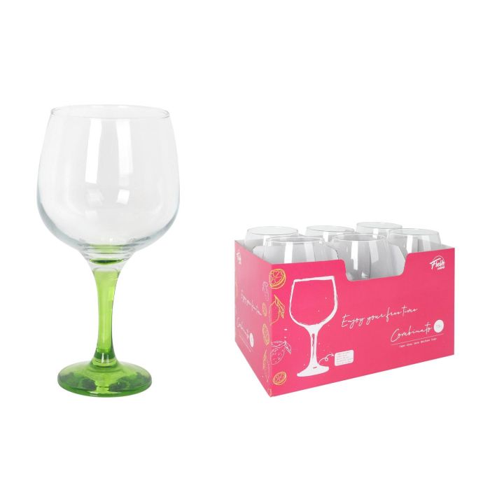 LAV Copa para Combinados de Cóctel 730 cc con pie verde, 9 cm diámetro boca, 10.5 cm diámetro base, 21 cm alto (24 Unidades)