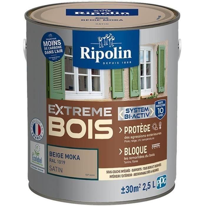 Pintura para madera Extreme - Beige moca RAL 1019 satinado - RIPOLIN - 2,5 L Pintura para madera Extreme - Beige moca RAL 1019 satinado - RIPOLIN - 2,5 L