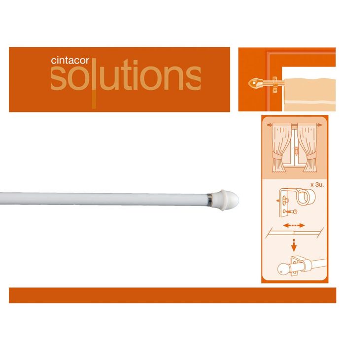 Cintacor Portavisillo extensible decorativo blanco 120-215 cm con soportes 1