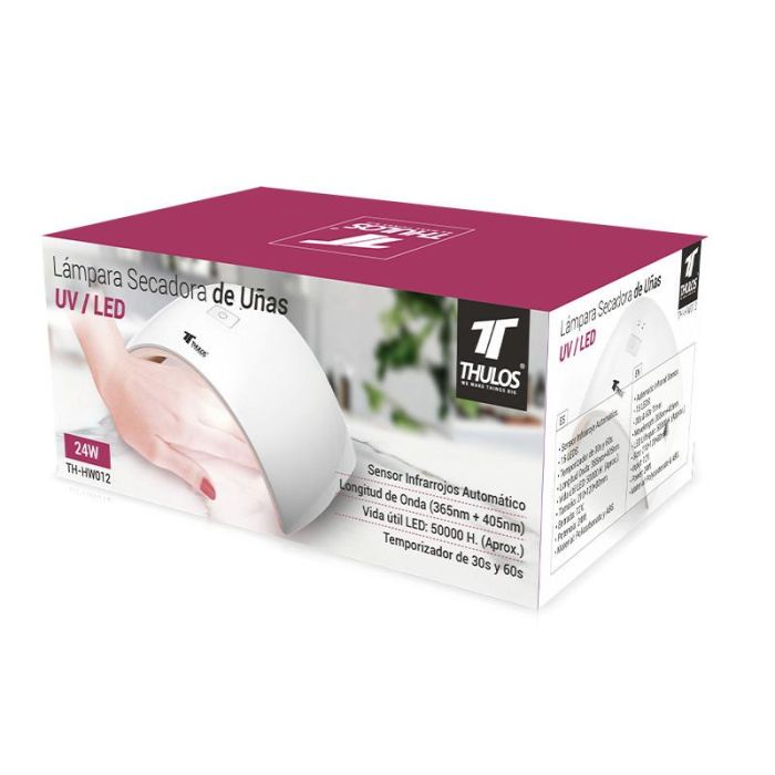 Thulos Secador de Uñas TH-HW012 con LED, Sensor Infrarrojo, 24W, Temporizador 30s/60s 1