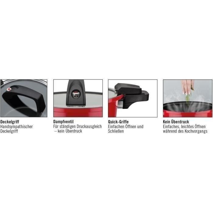 Olla a presión baja - GSW - 24 cm - 6 L - Aluminio forjado - Inducción - Roja 1 Olla a presión baja - GSW - 24 cm - 6 L - Aluminio forjado - Inducción - Roja 1