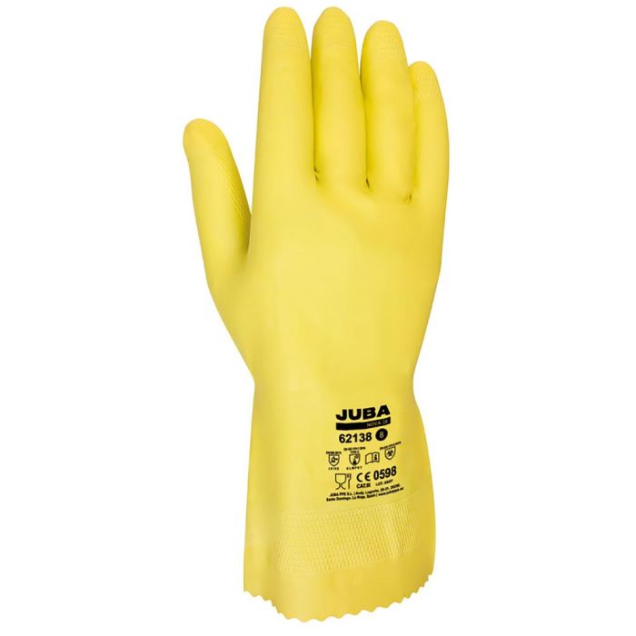 Juba Guante nova 38 para trabajo con químicos, látex/algodón, talla 8, amarillo - Protección contra metanol, ácidos y más, uso doméstico y profesional Juba Guante nova 38 para trabajo con químicos, látex/algodón, talla 8, amarillo - Protección contra metanol, ácidos y más, uso doméstico y profesional