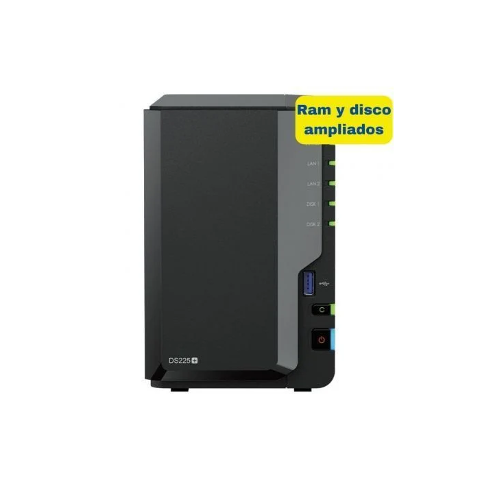Synology Diskstation DS225+ NAS de 8TB con 2 Bahías, 6GB DDR4, Formato Torre