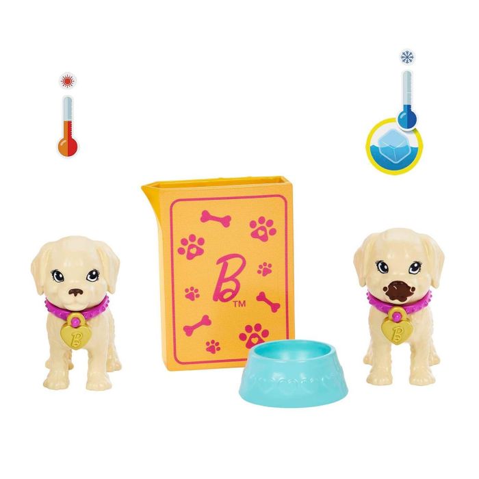 Barbie HKD86 Muñeca Adopta Perritos: Conjunto de Juego Interactivo Pup Adoption con 2 Cachorros Cambio de Color y Transportín - Edad +3 años 4