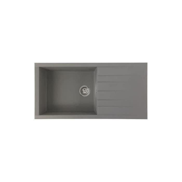 STRADOUR CUBE fregadero incorporado en SMC CONCRETE GREY - 16, 1 bandeja, dim.100 * 50 cm, vaciado manual 1 STRADOUR CUBE fregadero incorporado en SMC CONCRETE GREY - 16, 1 bandeja, dim.100 * 50 cm, vaciado manual 1