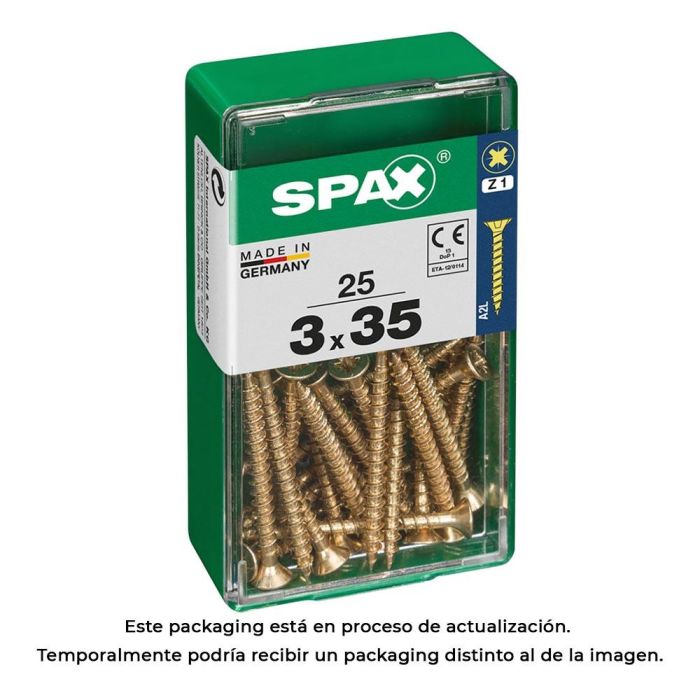 Spax Tornillo Madera Cabeza Plana Yellox 3,0x35mm Rosca Completa Ranura Cruz Z1 Punta S - 4081020300351