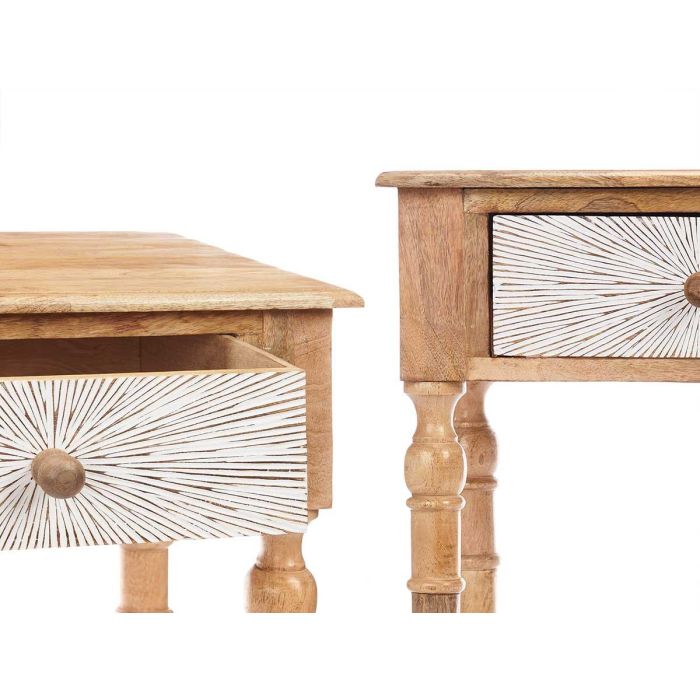 Mesa Recibidor 2 Cajones Lineas Natural Blanco Giftdecor 98x77x42 cm Madera 3 Mesa Recibidor 2 Cajones Lineas Natural Blanco Giftdecor 98x77x42 cm Madera 3