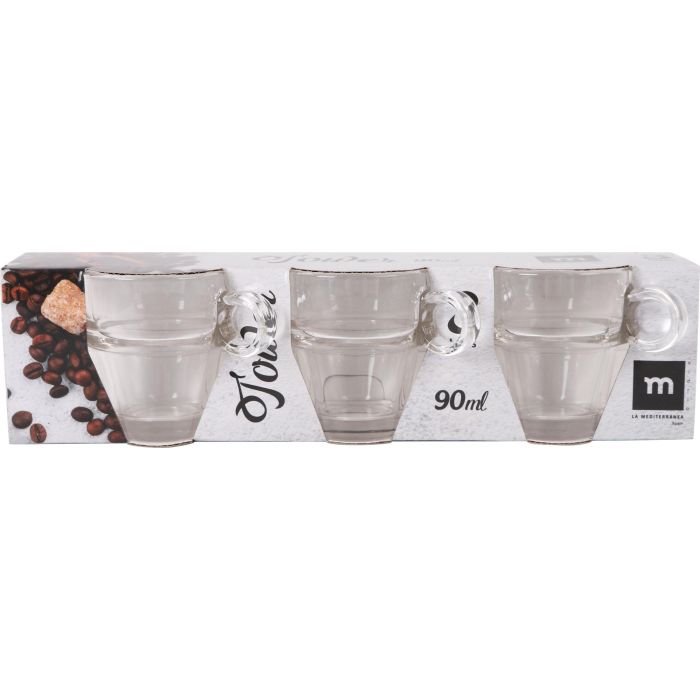 La Mediterranea Set 3 Tazas Cafe 90Ml Colección Tower Medidas 8.4x6x6 cm (24 Cajas)