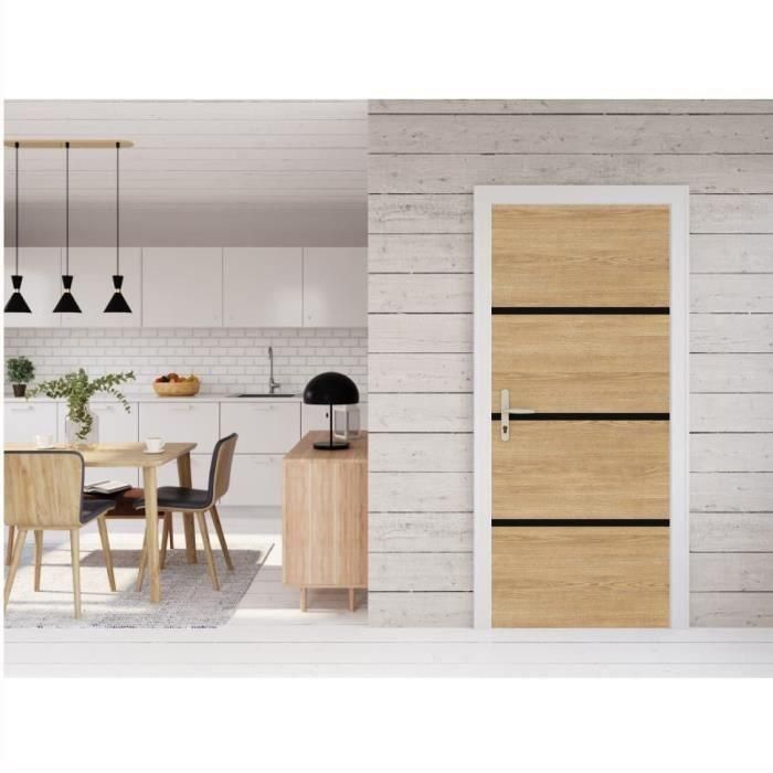 Kit Renovación de Puertas - NORDLINGER PRO - 4 Hojas 85 x 50 cm y 3 Perfiles Negros 85 x 2 cm - Roble Natural 3 Kit Renovación de Puertas - NORDLINGER PRO - 4 Hojas 85 x 50 cm y 3 Perfiles Negros 85 x 2 cm - Roble Natural 3