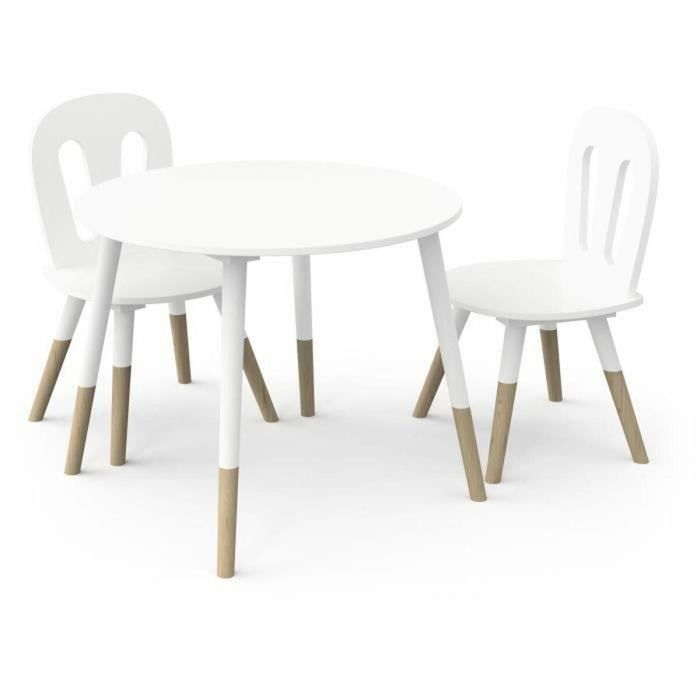 Demeyere AUC1703287645149 Conjunto FIMIANA 1 mesa + 2 sillas, estilo escandinavo, Blanco mate / Roble Kronberg Demeyere AUC1703287645149 Conjunto FIMIANA 1 mesa + 2 sillas, estilo escandinavo, Blanco mate / Roble Kronberg