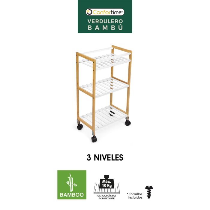 Verdulero de Bambú 40x25x70 cm Blanco - Confortime (2 Unidades) 4 Verdulero de Bambú 40x25x70 cm Blanco - Confortime (2 Unidades) 4