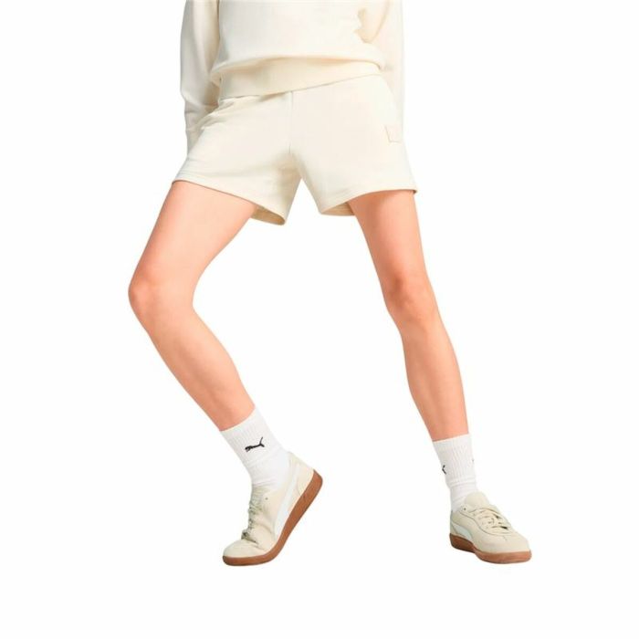 Pantalones Cortos Deportivos para Mujer Puma Essentials Elevatedd-Ris Blanco Natural 2
