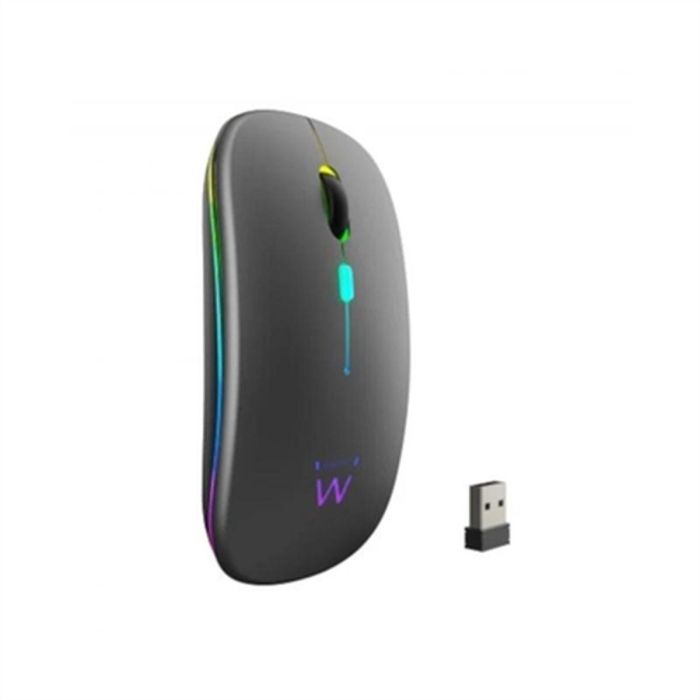 Ewent EW3242 Ratón Inalámbrico Universal Ambidextro Bluetooth 5.2 + 2.4GHz Multi-dispositivo Recargable USB-C Clic Silencioso DPI Ajustable RGB