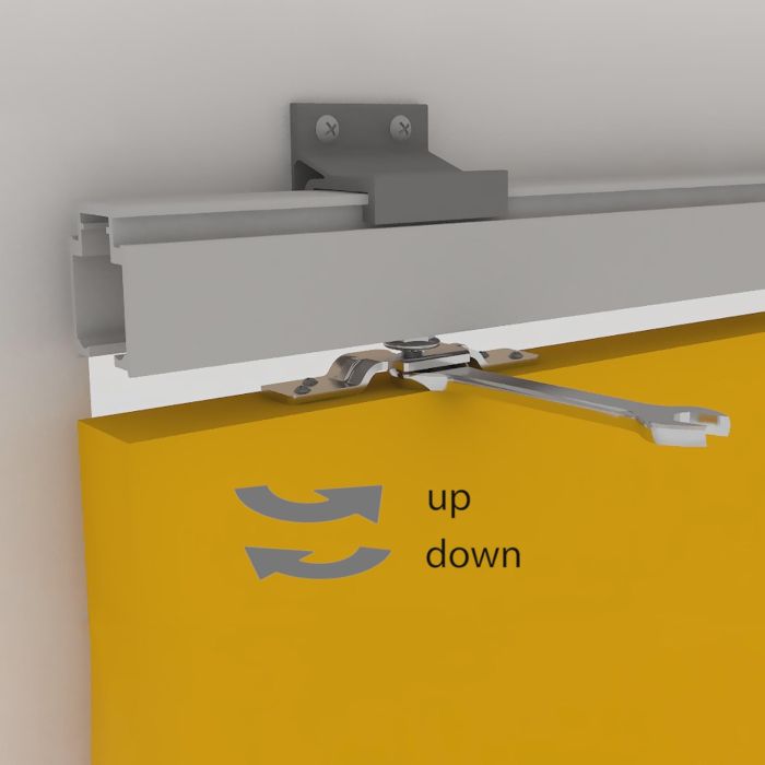 Emuca Kit de sistema corredero Railway para puertas correderas colgadas de madera con cierre suave, 80kg, Aluminio, Anodizado mate 5 Emuca Kit de sistema corredero Railway para puertas correderas colgadas de madera con cierre suave, 80kg, Aluminio, Anodizado mate 5