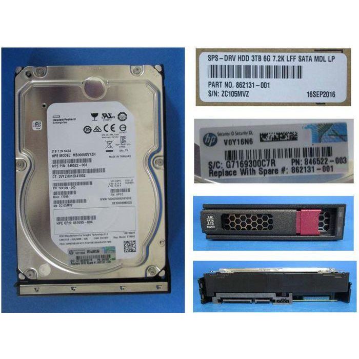 Hewlett Packard Enterprise Disco Duro HDD 3TB 6G 7.2K RPM LFF SATA para servidores y almacenamiento