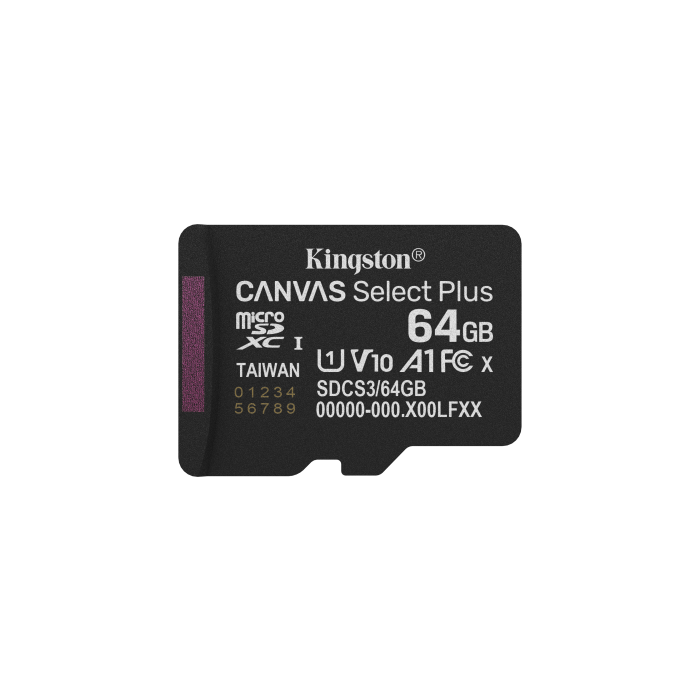 KINGSTON SDCS3/64GB MicroSDXC Canvas Select Plus 64GB, Clase 10, UHS-I U1, A1, V10, velocidad hasta 150MB/s, con adaptador SD, para Android