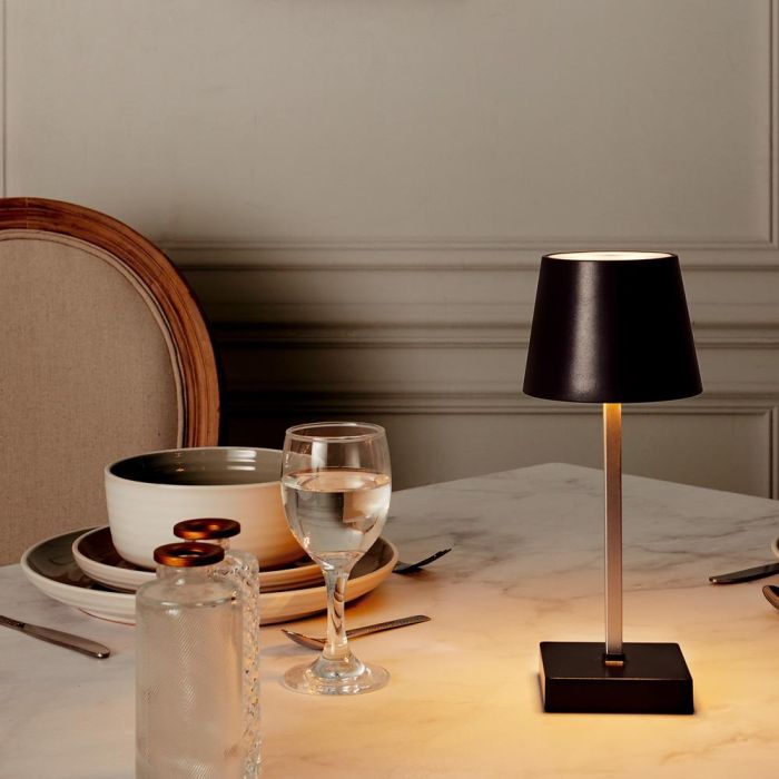 Home Deco Factory Lámpara LED Táctil Negra con 3 Intensidades de Luz, Funciona con Pilas AAA, 12 LEDs COB, Decoración Moderna 4