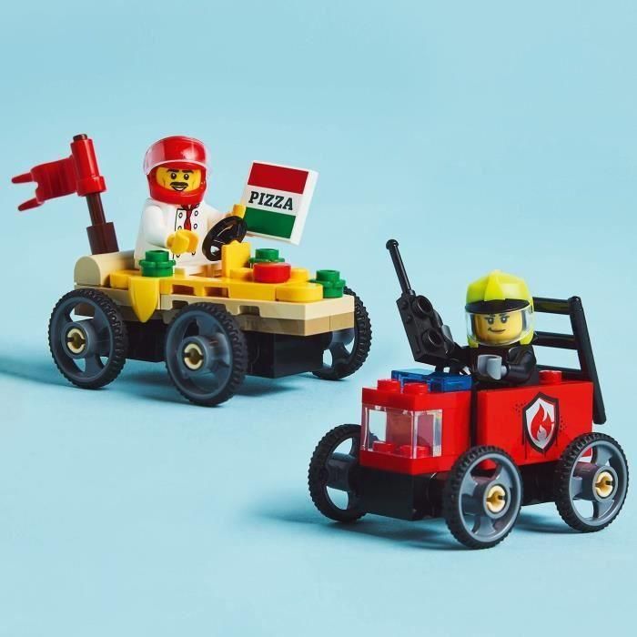 Juego de construccion coches de carreras: pizza vs camión de bomberos lego city 4 Juego de construccion coches de carreras: pizza vs camión de bomberos lego city 4