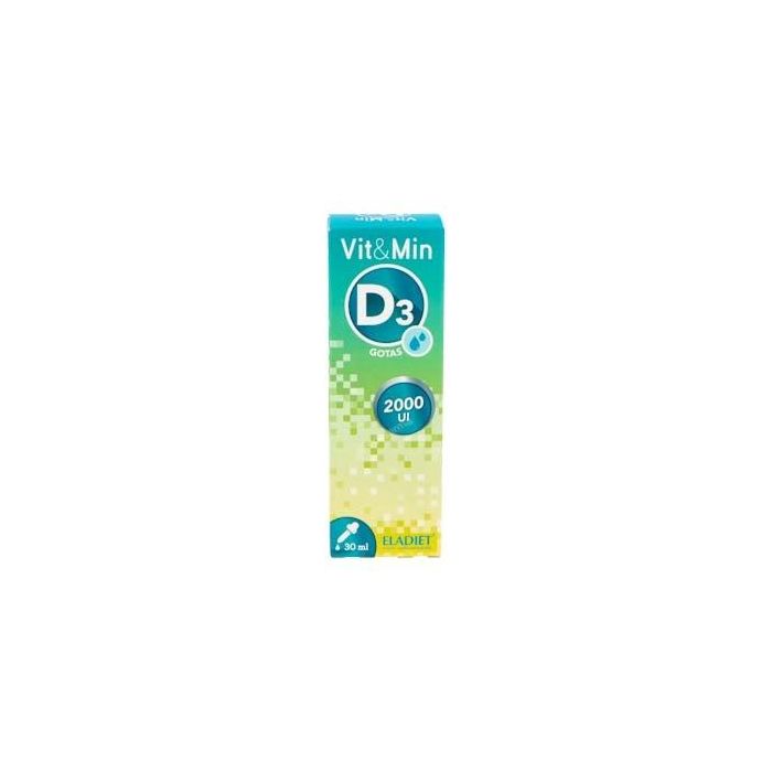 Vit & Min Vitamina D3 Líquida 50mcg (2000 UI) en Gotas 30ml. Para Huesos y Sistema Inmunitario.