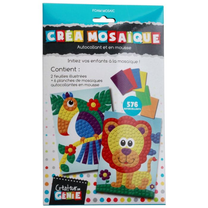 Createur de Genie Mosaicos Infantiles con Fichas Ilustradas y Planchas de Espuma Adhesiva para Niños 1