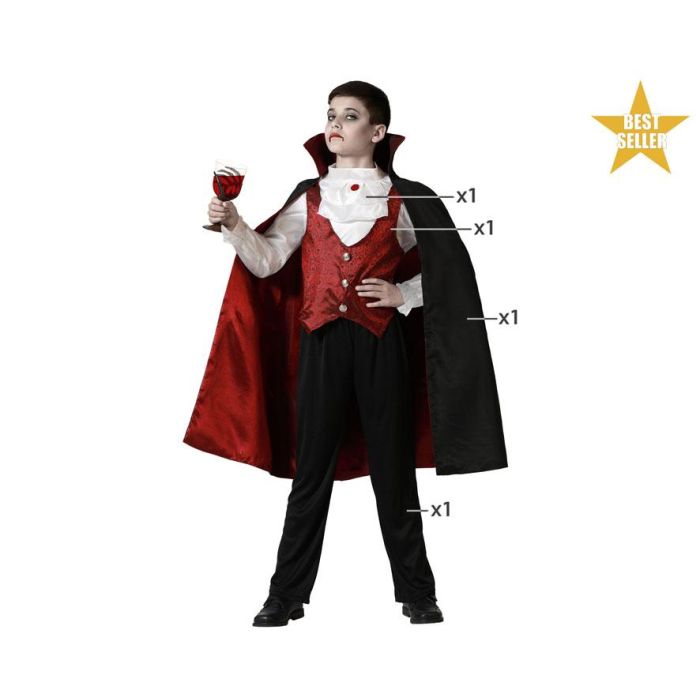 Disfraz Vampiro Niño Halloween Borgoña 3-4 Años - Capa, Chaqueta y Pantalón