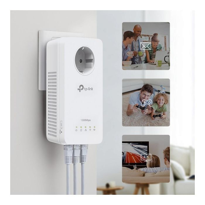 TP-Link TL-WPA8631P KIT Adaptador Powerline AV1300 y AC1200 Wi-Fi Doble Banda Gigabit con Enchufe Integrado 2