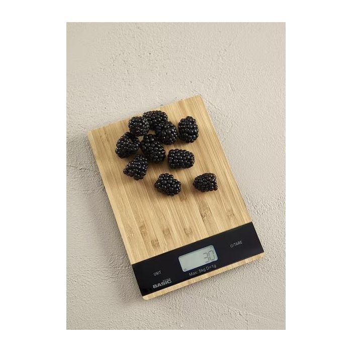 Inde Báscula Cocina Digital Cuadrada Bambú 5Kg Basic Home 3