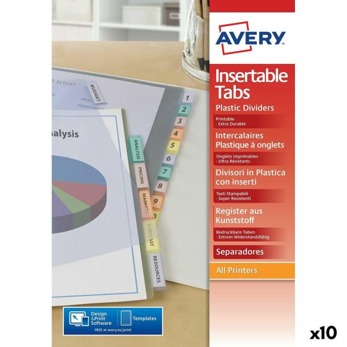 Separadores Avery Transparente A4 12 Hojas (10 Unidades) 0 Separadores Avery Transparente A4 12 Hojas (10 Unidades) 0
