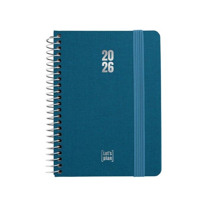 Agenda Anual (2026) Grafoplas Fancy Espiral Tapa Extradura Con Goma A6 170X145 D/P Azul Indigo