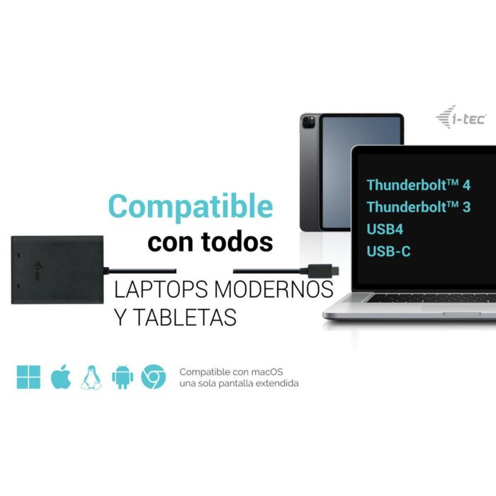 Adaptador Thunderbolt a USB-C i-Tec C31DUAL4K60DP 2 Adaptador Thunderbolt a USB-C i-Tec C31DUAL4K60DP 2