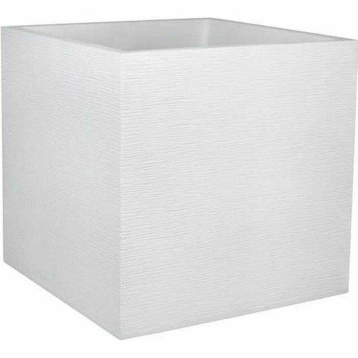 EDA PLASTIQUE Caja de flores cuadrada Graphit, doble pared, retención agua, pretaladrado, 57 L, 49.5x49.5x49.5 cm, Ceruse blanco