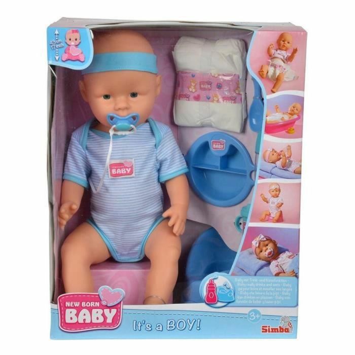 NUEVO BORN BABY Blue Baby Doll 43cm Bebidas Pee 2