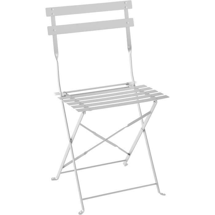 Juego de bistro - juego de comida de jardín - Mesa plegable + 2 sillas - Estructura: acero - Color: gris 2 Juego de bistro - juego de comida de jardín - Mesa plegable + 2 sillas - Estructura: acero - Color: gris 2