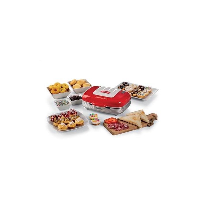Ariete 1972/00 Sandwichera 3 en 1 para Sándwiches, Donuts y Cupcakes, Diseño Retro Rojo 2 Ariete 1972/00 Sandwichera 3 en 1 para Sándwiches, Donuts y Cupcakes, Diseño Retro Rojo 2