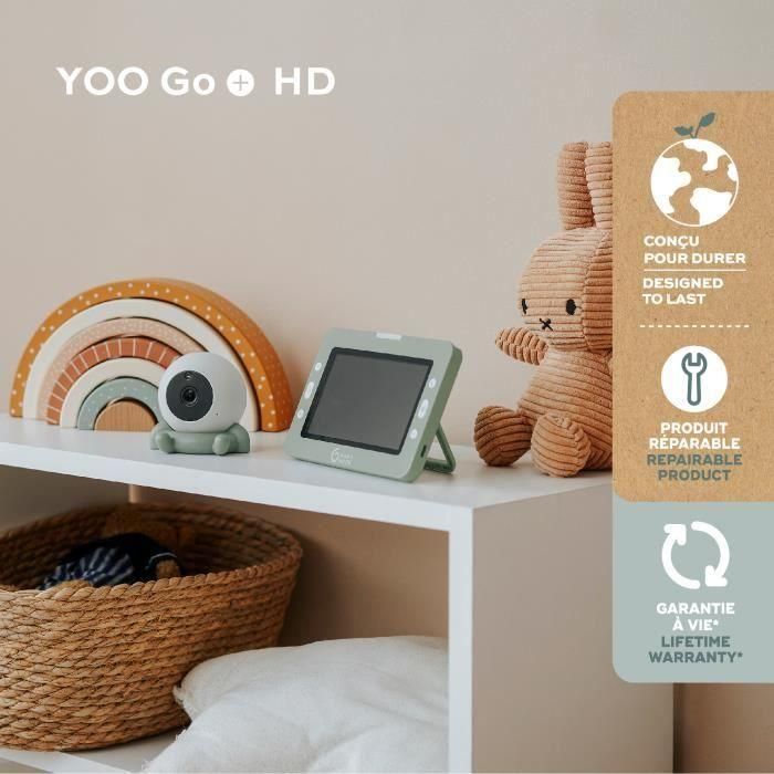 Babymoov Cámara HD Adicional Vigilabebés con Vídeo YOO Go+ - Batería Recargable de Larga Duración - Base para Cámara Incluida 1