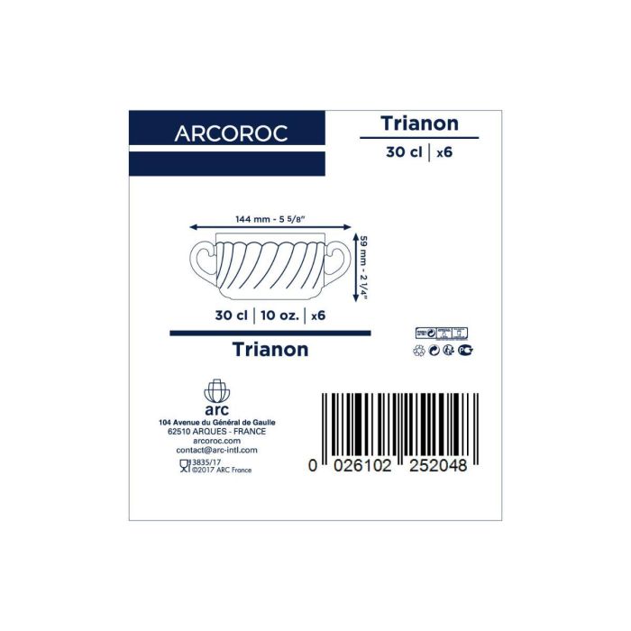Bol Consomé Opal Trianon Arcoroc 30 cL 4 Bol Consomé Opal Trianon Arcoroc 30 cL 4