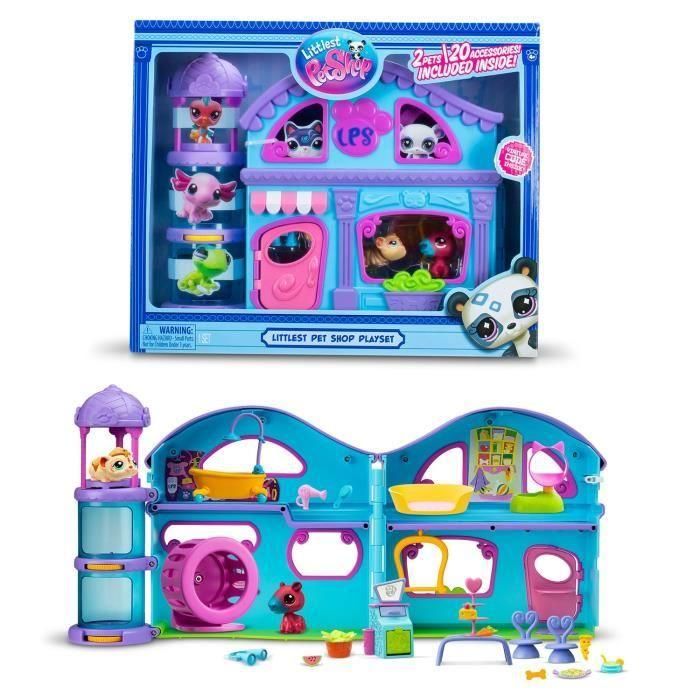 BANDAI BAN3701405821012 Littlest Pet Shop The Big House con 3 Mascotas, Incluida 1 Exclusiva
