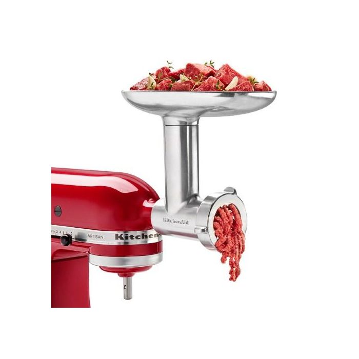 Kitchenaid 5KSMMGA Picadora Metálica de Carne para Alimentos con Discos de Picado Grueso, Mediano y Fino, y Accesorios para Embutir Salchichas