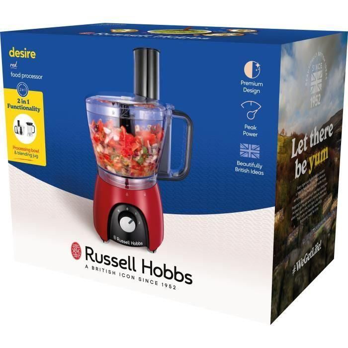 Procesador de alimentos - RUSSEL HOBBS - Desire Red - 600 W - 2 velocidades + pulso - Rojo 3 Procesador de alimentos - RUSSEL HOBBS - Desire Red - 600 W - 2 velocidades + pulso - Rojo 3