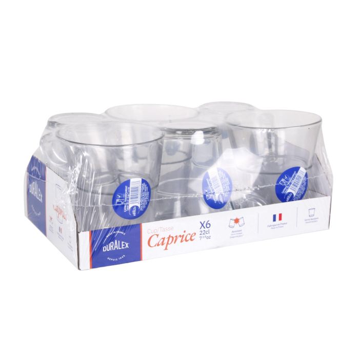 Duralex Set 6 Tazas de Café Apilables Transparentes 22 cl Colección Caprice (8 Cajas) 6