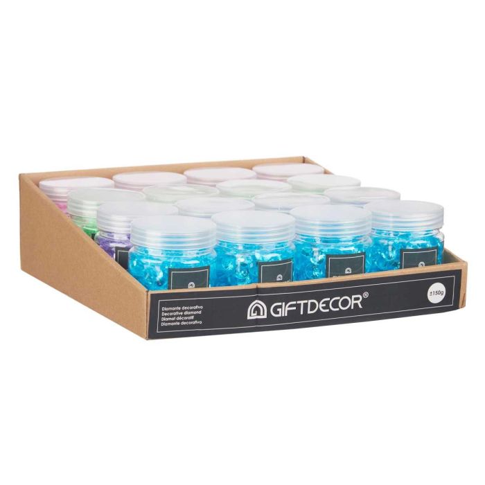 Bote Diamante 150g Med, Surtido Colores Azul, Morado, Rosa, Verde - Giftdecor 6.5x8x6.5cm (32 Unidades) 2