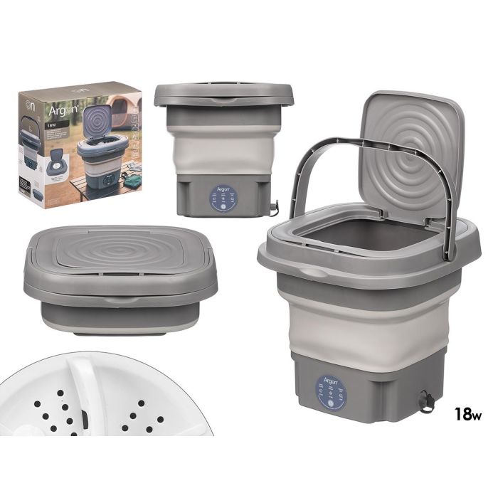 ARGON Lavadora Portatil Plegable Negro 30x30x12 cm con Asa Levantada hasta 42 cm (Set de 4)