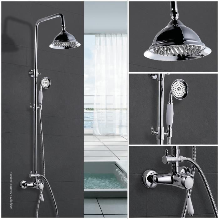 ROUSSEAU Columna de ducha con grifo mezclador mecánico Retro - Cromo 1 ROUSSEAU Columna de ducha con grifo mezclador mecánico Retro - Cromo 1