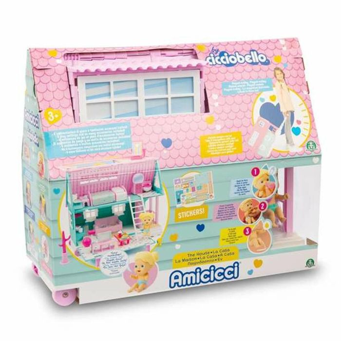 Casa amicicci convertible en trolley para llevarla siempre contigo, incluye figura amicicci, mascota y accesorios 2