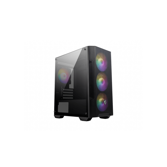 MSI MAG FORGE M100A Carcasa PC Micro Torre Negro Transparente, 3x120mm Ventiladores, Compatible micro ATX/Mini-ITX, 306-7G20A21-809